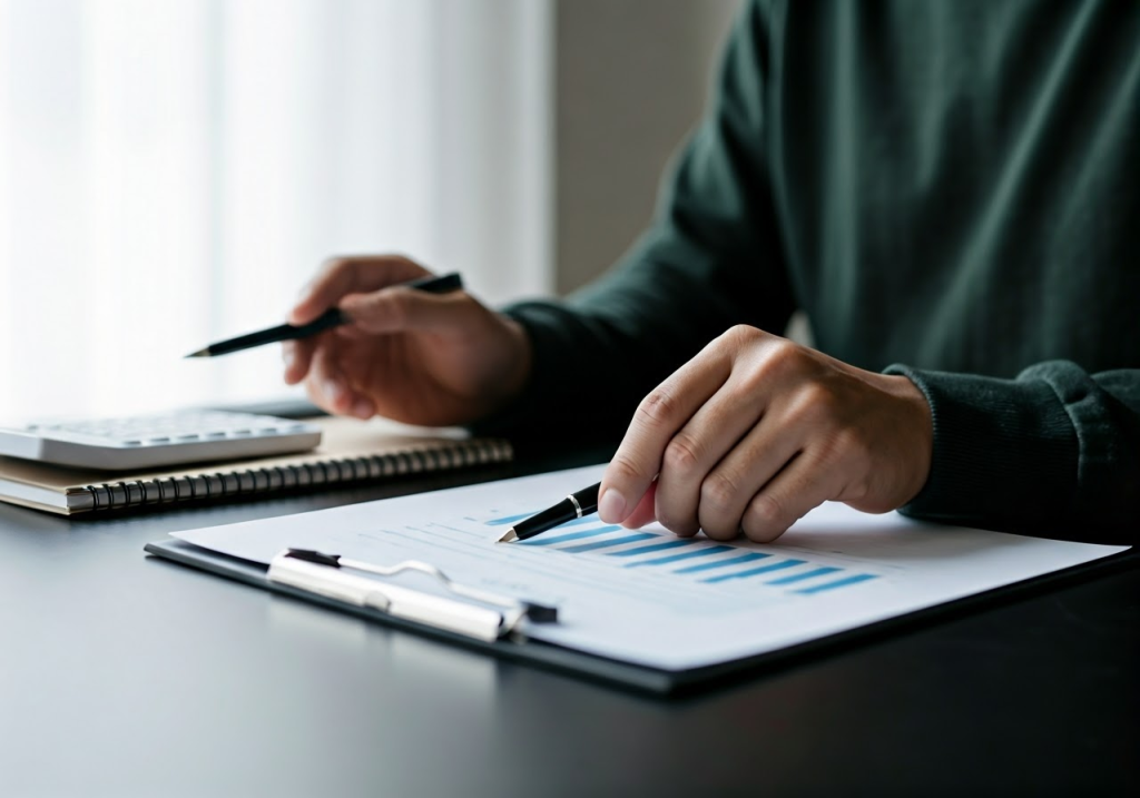 Accountant analyzing cash flow.